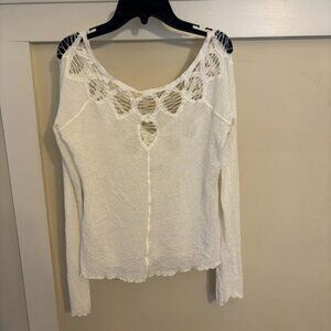 Free People Ivory Lacey Long Sleeve Top